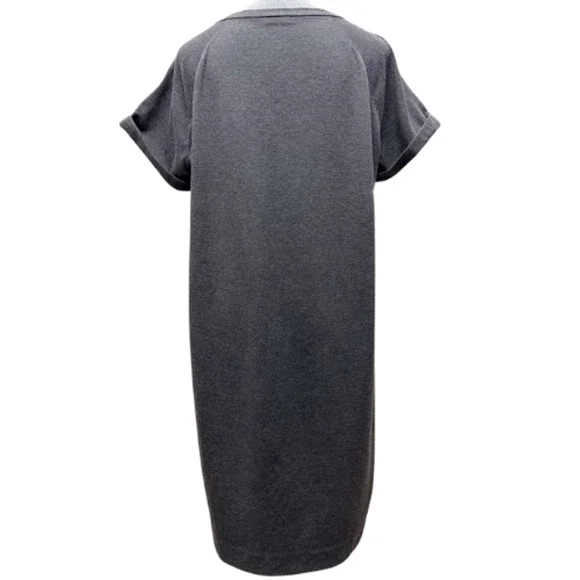 Brunello Cucinelli Monili Bead Cotton Stretch T-Shirt Dress Gray Made In Italy - Picture 5 of 13